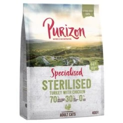 Purizon Adult Sterilised Grain-Free Turkey & Chicken -EUKANUBA Shop 120796 pla purizon cat sterilized turkeychicken 400g 1000x1000 5